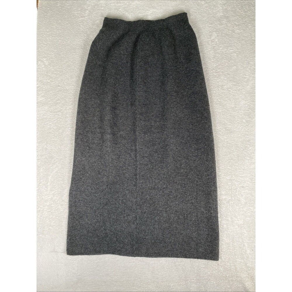 Uniqlo Wool Blend Knit Long Skirt Women's Large Gray Maxi Pull on slit Sweater